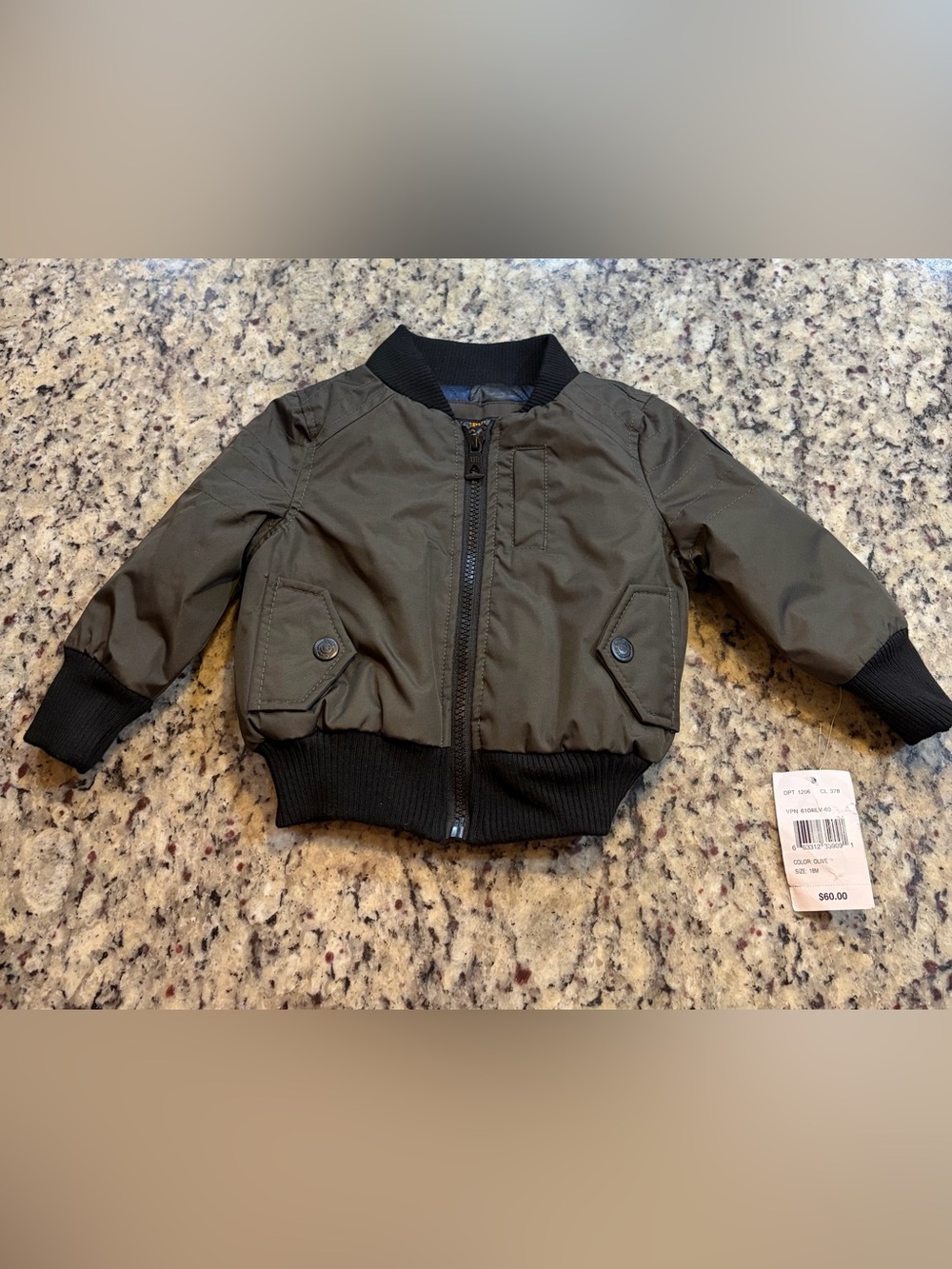Urban Republic Olive Green Bomber Jacket with Black Trim - Kids